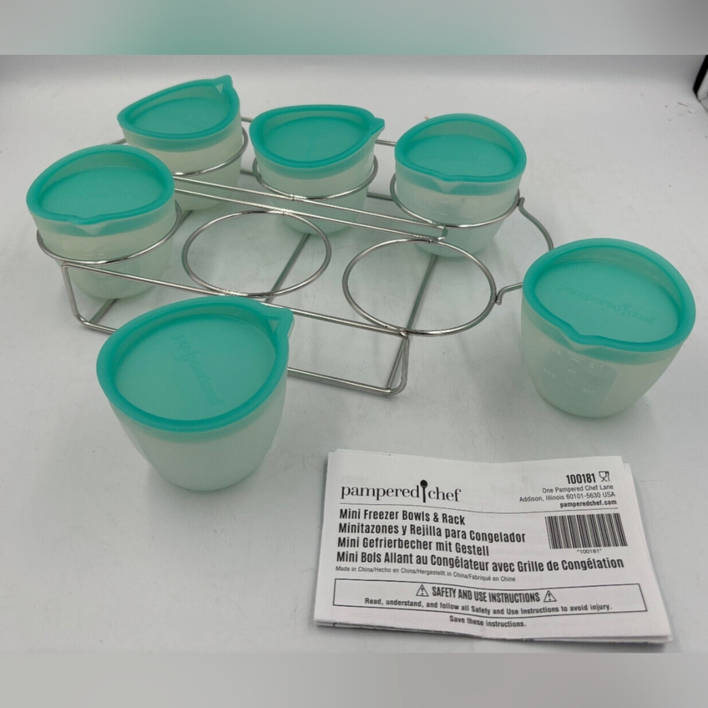 Pampered Chef Mini Freezer Bowls & Rack